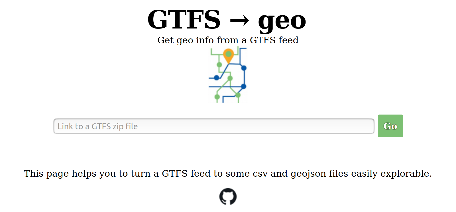 capture d'écran de l'interface de GTFS geo