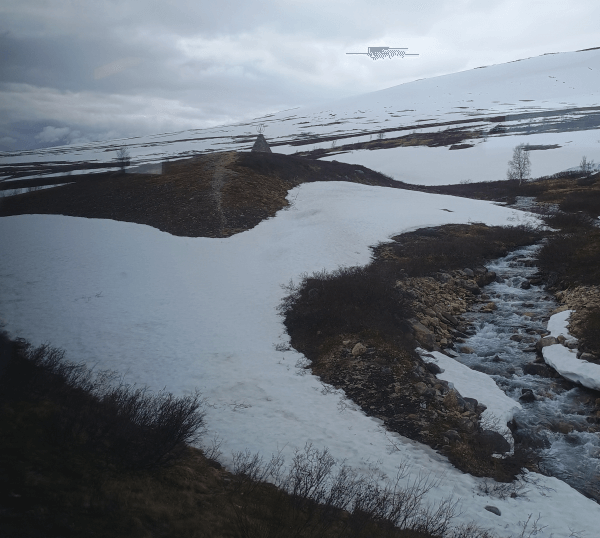 photo de neige prise dans le train entre Bodø et Trondheim